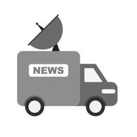 icono de escala de grises plana de furgoneta de noticias vector