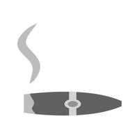 icono de escala de grises plano de cigarro encendido vector