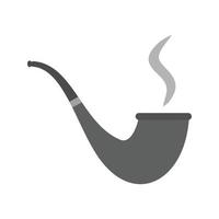 Lit Smoking Pipe Flat Greyscale Icon vector