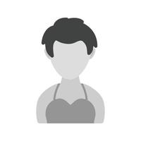 Girl with Short Hair Flat Greyscale Icon vector