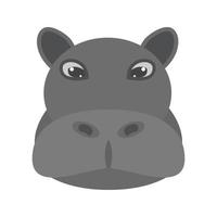 Hippopotamus Face Flat Greyscale Icon vector