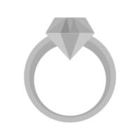 anillo de diamantes icono de escala de grises plana vector