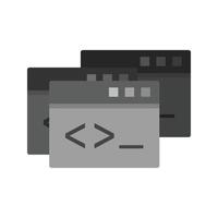 icono de escala de grises plana de windows de programación vector