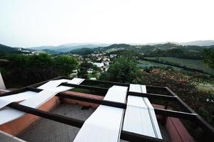 View from terrace house at Nocera Umbra,  town and comune in the province of Perugia, Italy. photo