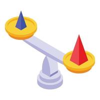 Pyramide comparison icon, isometric style vector