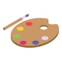 Watercolor palette icon, isometric style vector