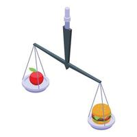 icono de comparación de alimentos, estilo isométrico vector