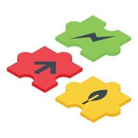 Puzzle idea icon, isometric style vector