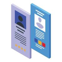 Cv comparison icon, isometric style vector