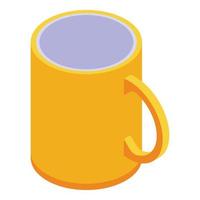 Yellow office mug icon, isometric style vector