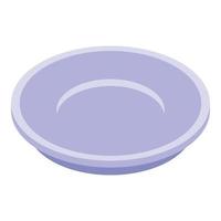 Round ceramic plate icon, isometric style vector