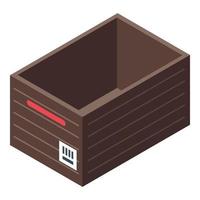 Vegetable wood box icon, isometric style vector