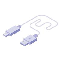 icono de cargador de cable blanco usb, estilo isométrico vector