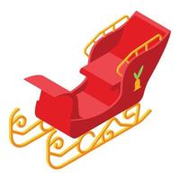 Red santa claus sleigh icon, isometric style vector