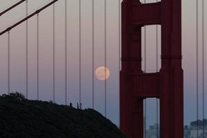 Full moon through the cables of the Golden Gate Bridge photo