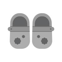 Baby Girl's Shoes Flat Greyscale Icon vector