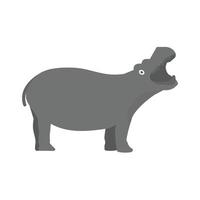 Hippo Flat Greyscale Icon vector