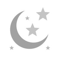 Moon and Stars Flat Greyscale Icon vector