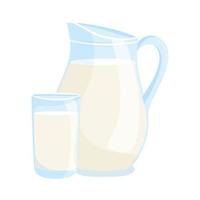 jarra y vaso de leche ilustración vectorial vector