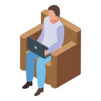 Weekend armchair web surfing icon, isometric style vector