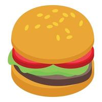 icono de hamburguesa de rúcula, estilo isométrico vector