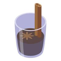 Cinnamon drink icon, isometric style vector