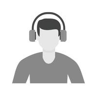 Listening to Music Flat Greyscale Icon vector