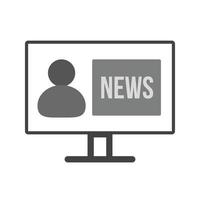 Live News Flat Greyscale Icon vector