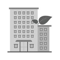 icono de escala de grises plana de edificio ecológico vector