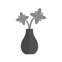 Flowers in Vase Flat Greyscale Icon vector