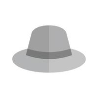 icono de sombrero plano en escala de grises vector