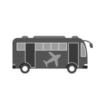 autobús en el icono de escala de grises plana del aeropuerto vector