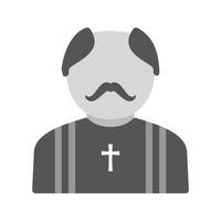 icono de sacerdote plano en escala de grises vector
