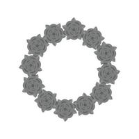 Roses Wreath Flat Greyscale Icon vector