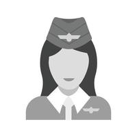 Flight Attendant Flat Greyscale Icon vector