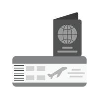 Ticket and Passport Flat Greyscale Icon vector