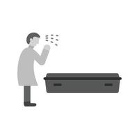 Crying over Dead Body Flat Greyscale Icon vector