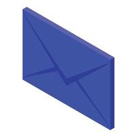 Blue envelope icon, isometric style vector