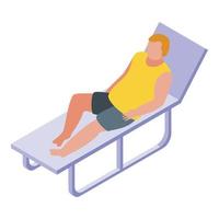 icono de relajación en la playa de fin de semana, estilo isométrico vector