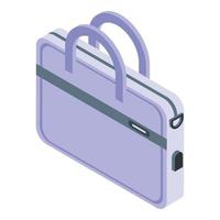 icono de bolsa de portátil de color blanco, estilo isométrico vector