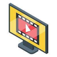 icono de suscripción de video, estilo isométrico vector