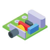 Voltage regulator circuit power icon, isometric style vector