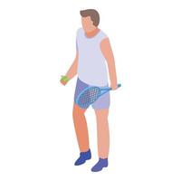 Weekend tennis playing icon, isometric style vector