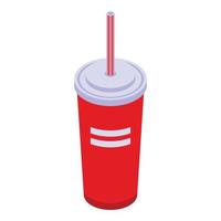 Streamer soda cup icon, isometric style vector
