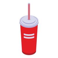 Streamer soda cup icon, isometric style vector