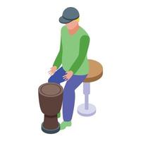 Weekend music drums icon, isometric style vector