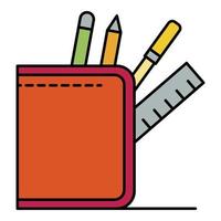 Pencil case icon color outline vector