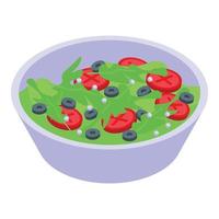 Arugula salad bowl icon, isometric style vector