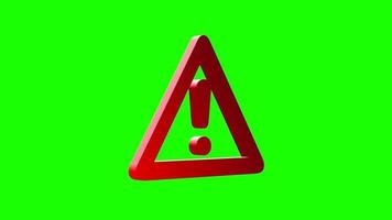 icône d'avertissement 3d animée sur écran vert video