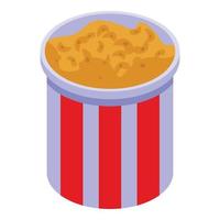 Popcorn bucket icon, isometric style vector